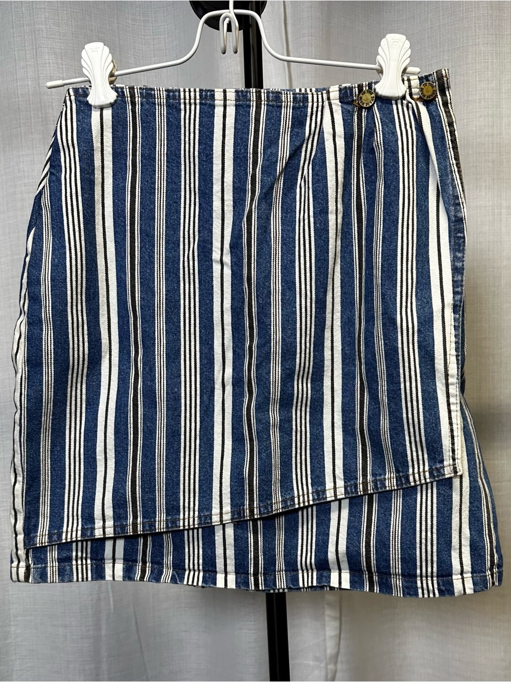 Girls Striped Blue and White Mini Wrap Skirt